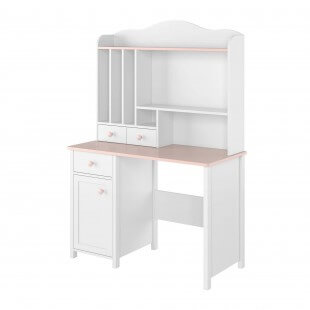 Luna - Bureau rose pour chambre enfant option miroir ou rangements