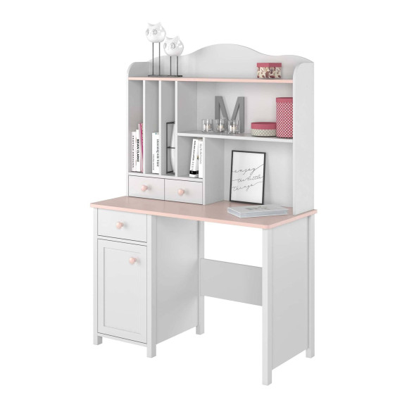 Bureau rose pour fille Luna avec rangements