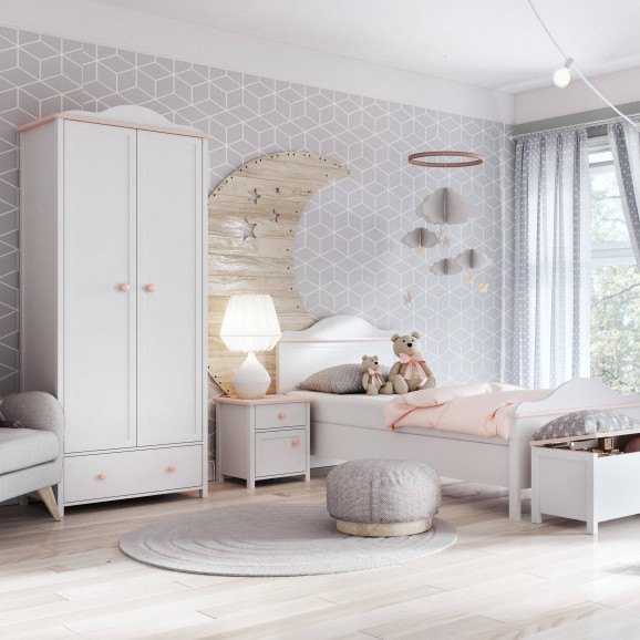 Table de chevet blanc et rose Luna