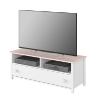 Meuble TV blanc Luna avec télé