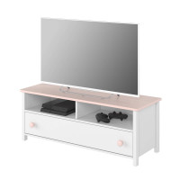 Meuble TV blanc Luna avec télé et console