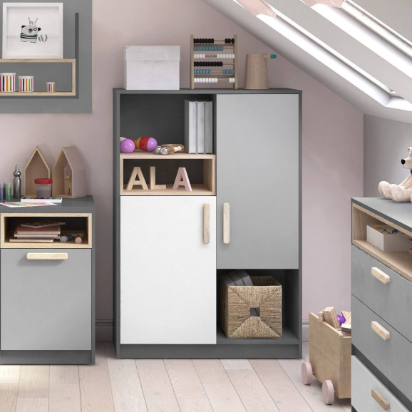 Commode haute avec rangements Pok dans une chambre ado
