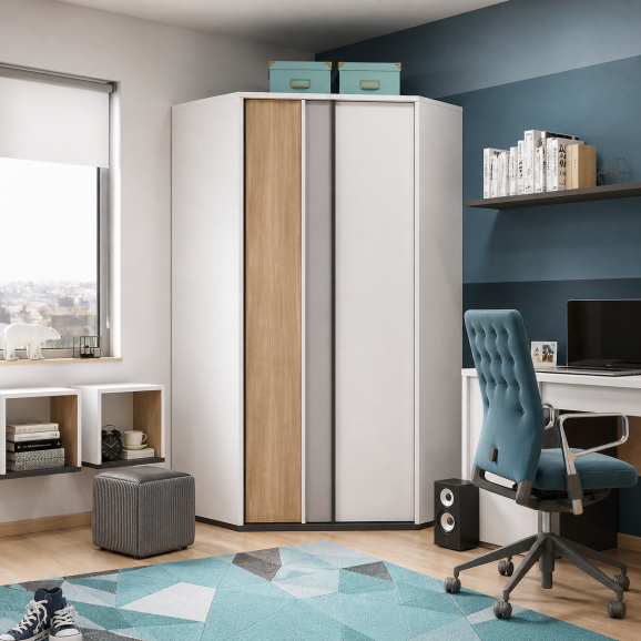 Armoire d'angle design Imola dans une chambre enfant