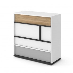 Imola - Commode 4 tiroirs pour chambre enfant blanc, bois et gris