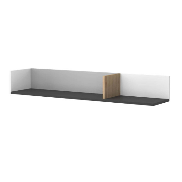 IMOLA - Étagère murale largeur 120 cm - blanc, bois et gris