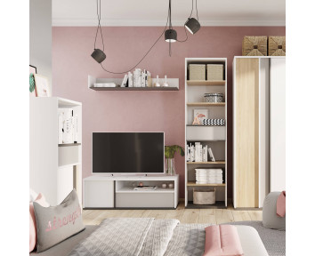 Meuble TV blanc Imola dans une chambre ado