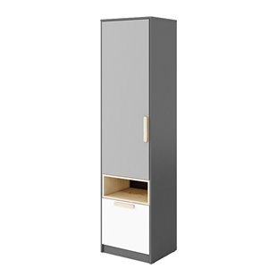 Pok - Armoire simple enfant blanc et graphite