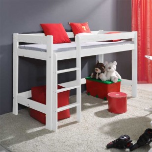 Laura - Lit mezzanine blanc personnalisable pour chambre enfant