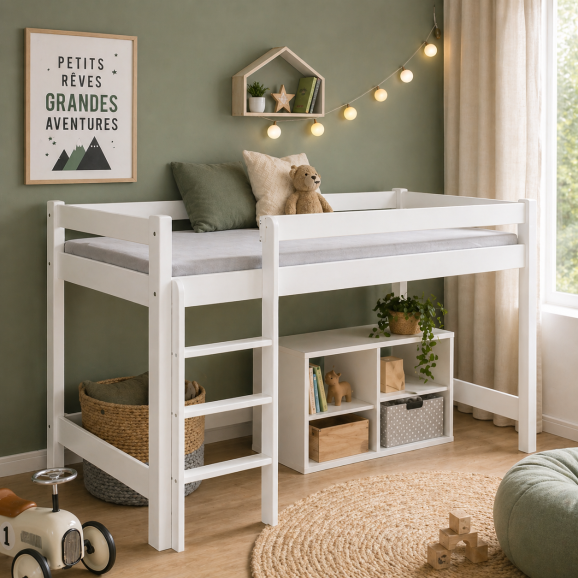 Lit mezzanine Laura couleur blanc