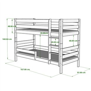Dimensions lit Gaga avec un couchage 80 x 160