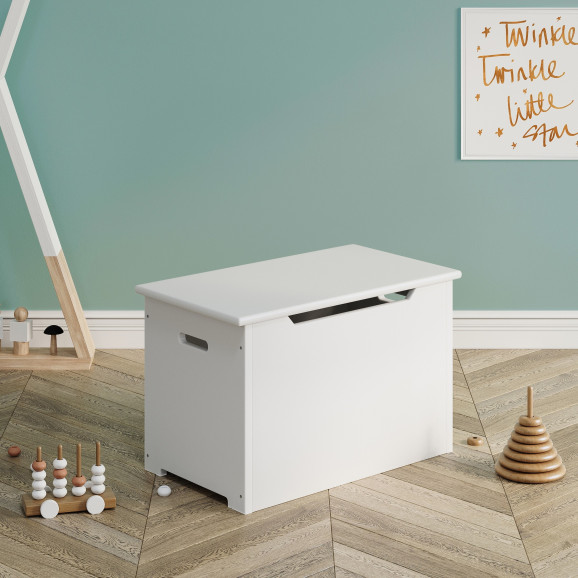 Grand coffre à jouets en bois blanc pour enfant