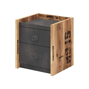 FARGO - Table de chevet avec deux tiroirs style industriel