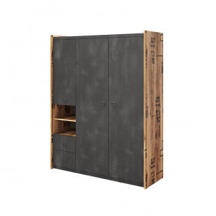 Fargo - Armoire triple design métal et bois