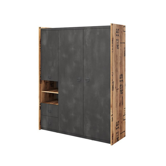 Armoire triple Fargo design métal et bois