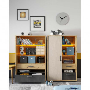 Bibliothèque Qubic avec éclairage LED pour chambre ado