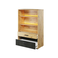 Bibliothèque Qubic avec éclairage LED pour chambre ado tiroirs ouverts