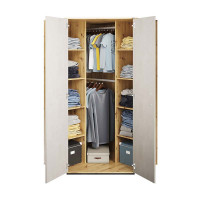Armoire d'angle Qubic blanc et chêne pour chambre adolescent
