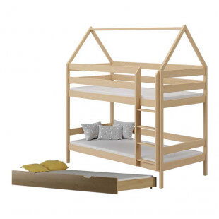 DOMEK 3 - Lit superposé cabane 3 couchages pour chambre enfant