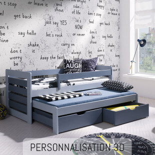 THOMAS 3D - Lit gigogne en bois personnalisable