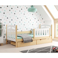 Lit junior style scandinave avec barrière anti-chute et tiroirs