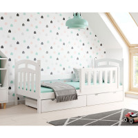 Lit junior style scandinave avec barrière anti-chute et tiroirs