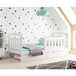 PILOU - Lit enfant en blanc avec barrière amovible pour chambre enfant