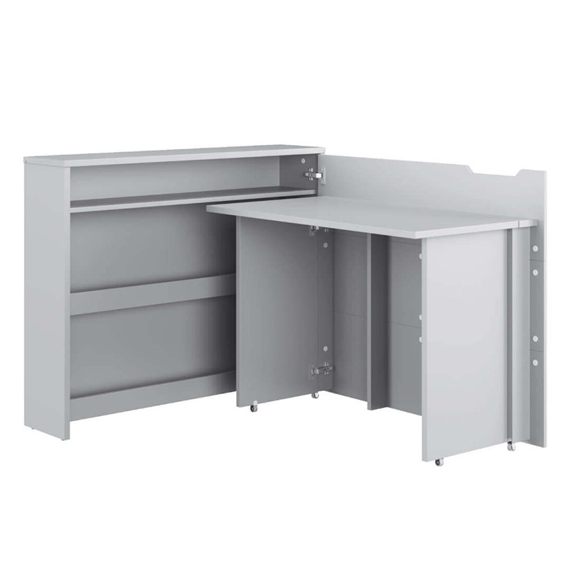 Bureau pliant gris avec rangements pour télétravail version droite - WORK CONCEPT