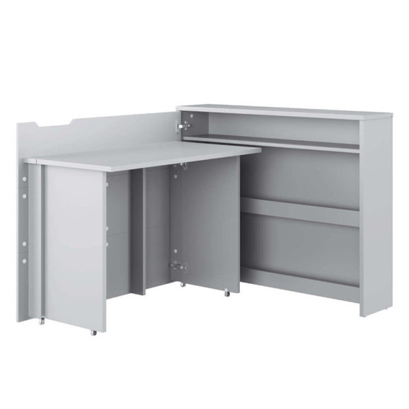 Bureau pliant gris avec rangements pour télétravail version gauche - WORK CONCEPT