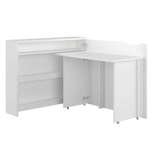 WORK CONCEPT - Bureau pliant avec rangements blanc mat pour télétravail