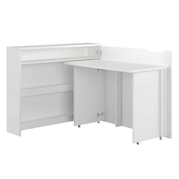 Bureau pliant avec rangements blanc mat pour télétravail version droite- WORK CONCEPT