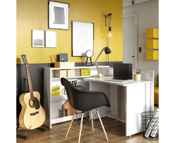 Bureau pliant avec rangements blanc mat pour télétravail - WORK CONCEPT