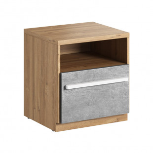 PLANO - Table de chevet chêne et gris pour chambre adolescent