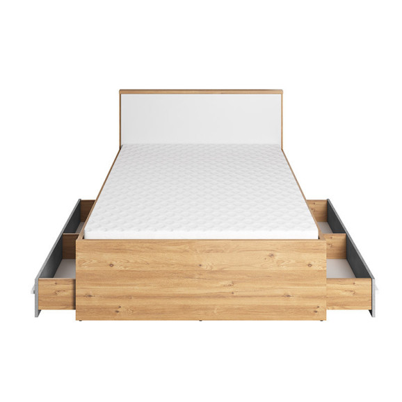 Lit avec tiroirs PLANO 120x200 pour chambre adolescent