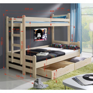 Dimensions lit BENJI en 120x200 cm