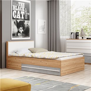 Lit ado 120x200 avec tiroirs de rangement PLANO pour chambre adolescent