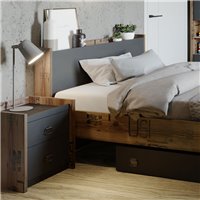 Table de chevet FARGO avec deux tiroirs style industriel