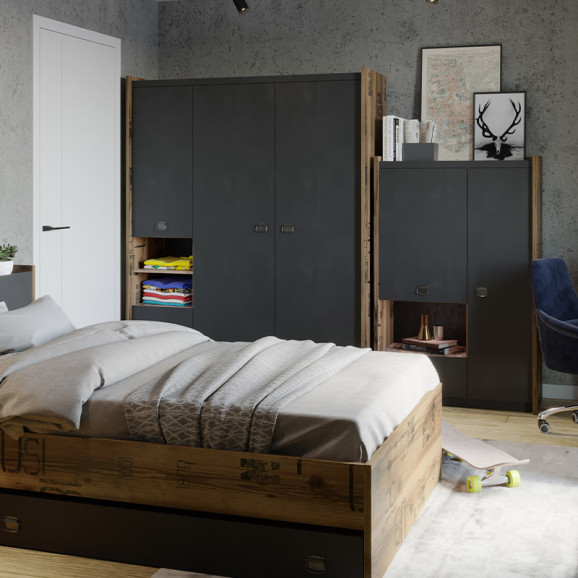 Armoire triple Fargo design métal et bois