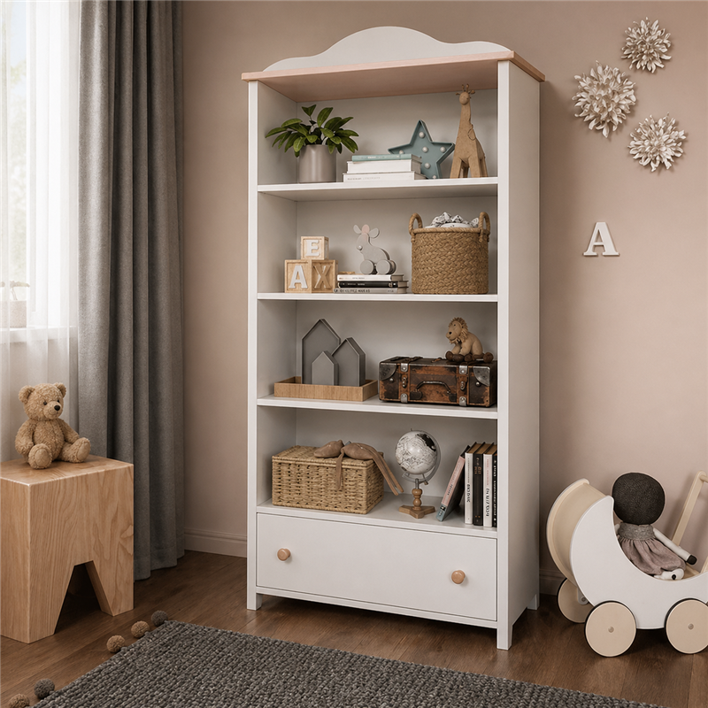 Bibliothèque rose et blanche Luna