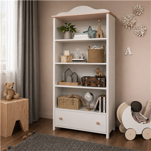 Bibliothèque rose et blanche Luna