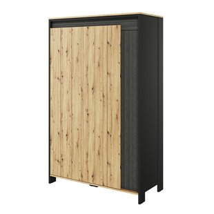 SPOTLEN - Armoire 3 portes avec éclairage LED bois et graphite pour ado