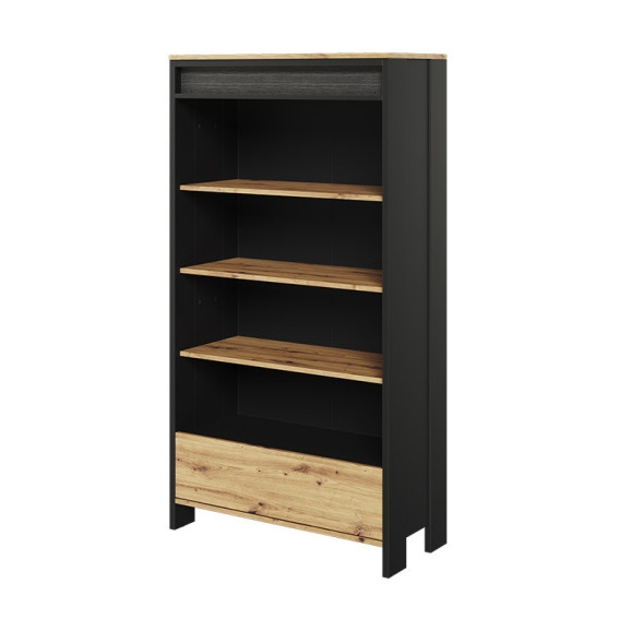 Armoire 3 portes avec éclairage LED bois et graphite SPOTLEN pour ado