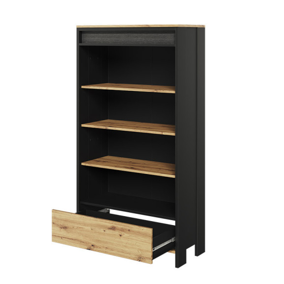 Armoire 3 portes avec éclairage LED bois et graphite SPOTLEN pour ado