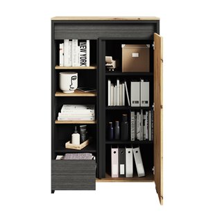 Petite armoire de rangement avec éclairage SPOTLEN couleur bois et graphite