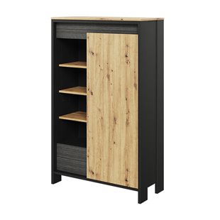 SPOTLEN - Petite armoire de rangement avec éclairage couleur bois et graphite