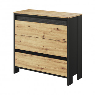 SPOTLEN - Commode 3 tiroirs avec éclairage LED collection couleur bois et graphite