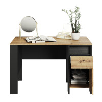 Bureau avec rangements et éclairage SPOTLEN couleur bois et graphite