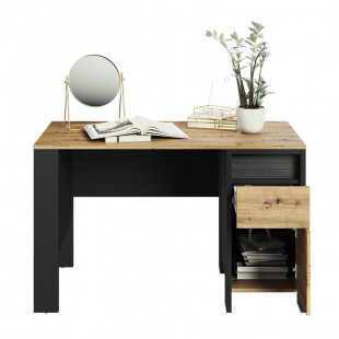 Bureau avec rangements et éclairage SPOTLEN couleur bois et graphite