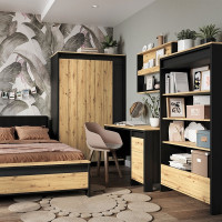 Bureau avec rangements et éclairage SPOTLEN couleur bois et graphite