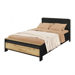 SPOTLEN - Lit avec sommier 120x200cm pour adolescent couleur bois et graphite