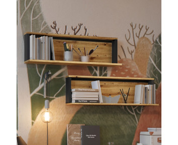 Étagère murale SPOTLEN couleur bois et graphite